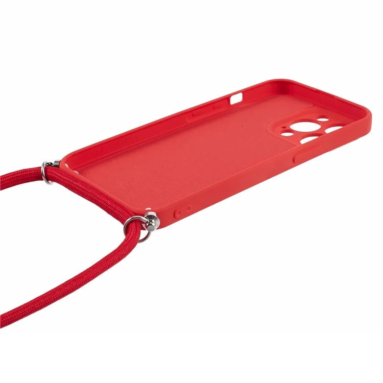 For iPhone 13 Pro Max Case Fiber Lining TPU Cover with Long Lanyard