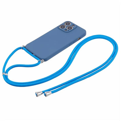 For iPhone 13 Pro Max Case Fiber Lining TPU Cover with Long Lanyard