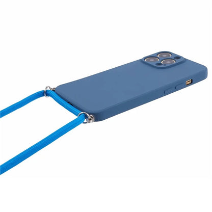 For iPhone 13 Pro Max Case Fiber Lining TPU Cover with Long Lanyard