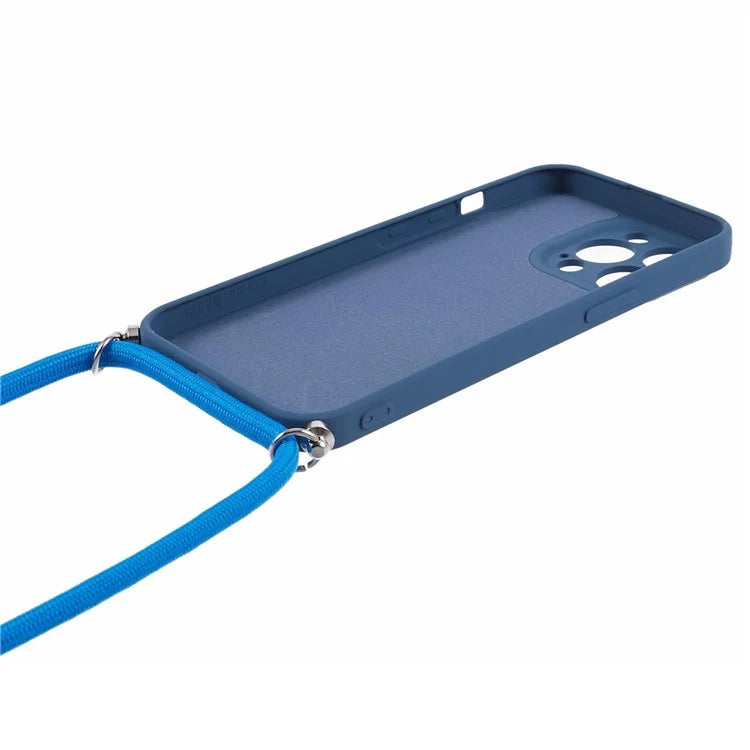 For iPhone 13 Pro Max Case Fiber Lining TPU Cover with Long Lanyard