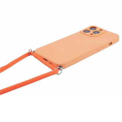 For iPhone 13 Pro Max Case Fiber Lining TPU Cover with Long Lanyard