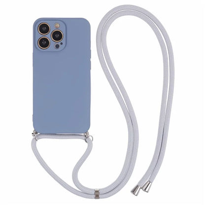For iPhone 13 Pro Max Case Fiber Lining TPU Cover with Long Lanyard
