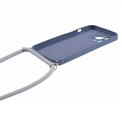 For iPhone 13 Pro Max Case Fiber Lining TPU Cover with Long Lanyard