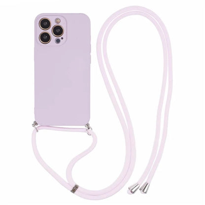 For iPhone 13 Pro Max Case Fiber Lining TPU Cover with Long Lanyard