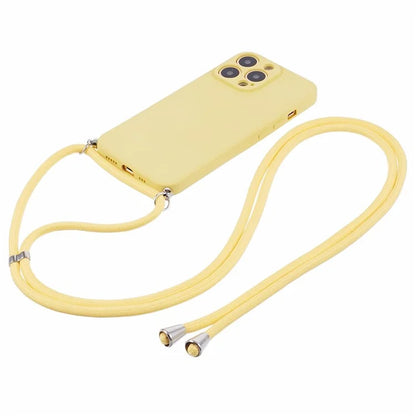 For iPhone 13 Pro Max Case Fiber Lining TPU Cover with Long Lanyard