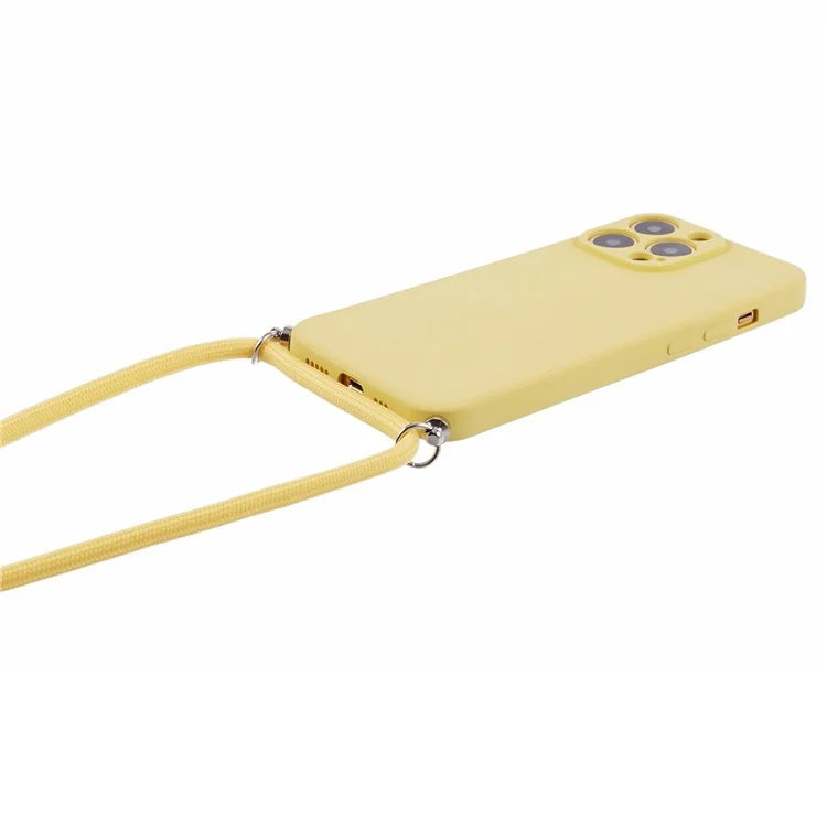 For iPhone 13 Pro Max Case Fiber Lining TPU Cover with Long Lanyard