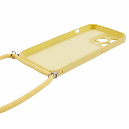 For iPhone 13 Pro Max Case Fiber Lining TPU Cover with Long Lanyard