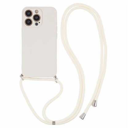 For iPhone 13 Pro Max Case Fiber Lining TPU Cover with Long Lanyard