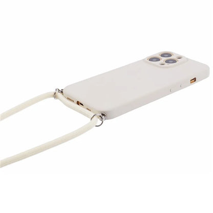 For iPhone 13 Pro Max Case Fiber Lining TPU Cover with Long Lanyard