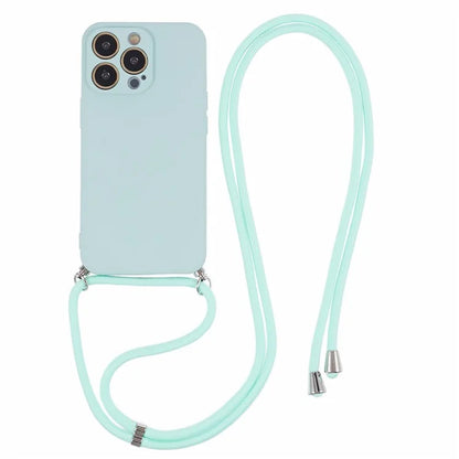 For iPhone 13 Pro Max Case Fiber Lining TPU Cover with Long Lanyard