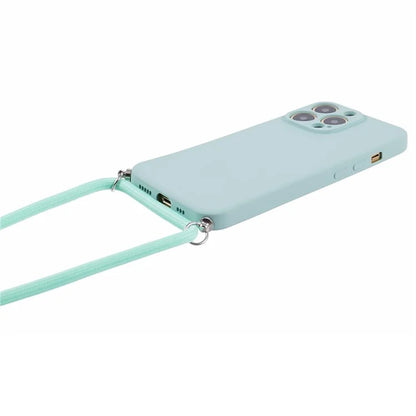 For iPhone 13 Pro Max Case Fiber Lining TPU Cover with Long Lanyard