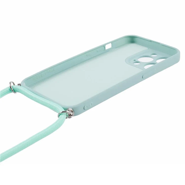 For iPhone 13 Pro Max Case Fiber Lining TPU Cover with Long Lanyard