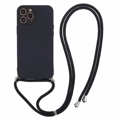For iPhone 12 Pro Case Fiber Lining Soft TPU Phone Cover with Long Lanyard