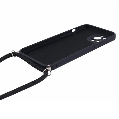 For iPhone 12 Pro Case Fiber Lining Soft TPU Phone Cover with Long Lanyard