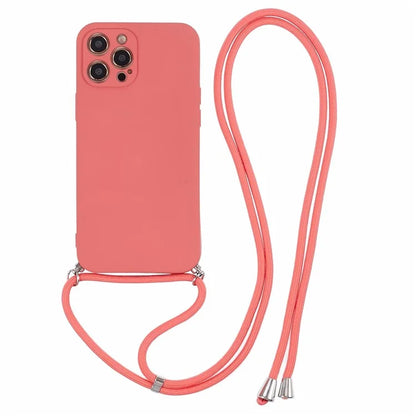 For iPhone 12 Pro Case Fiber Lining Soft TPU Phone Cover with Long Lanyard
