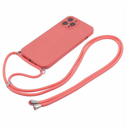 For iPhone 12 Pro Case Fiber Lining Soft TPU Phone Cover with Long Lanyard
