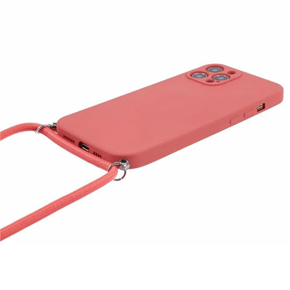 For iPhone 12 Pro Case Fiber Lining Soft TPU Phone Cover with Long Lanyard