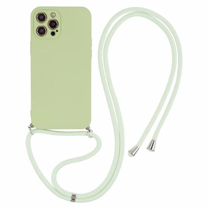 For iPhone 12 Pro Case Fiber Lining Soft TPU Phone Cover with Long Lanyard