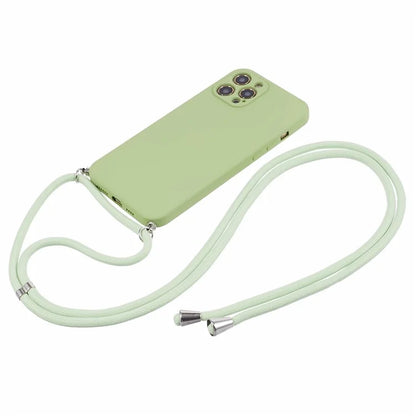 For iPhone 12 Pro Case Fiber Lining Soft TPU Phone Cover with Long Lanyard
