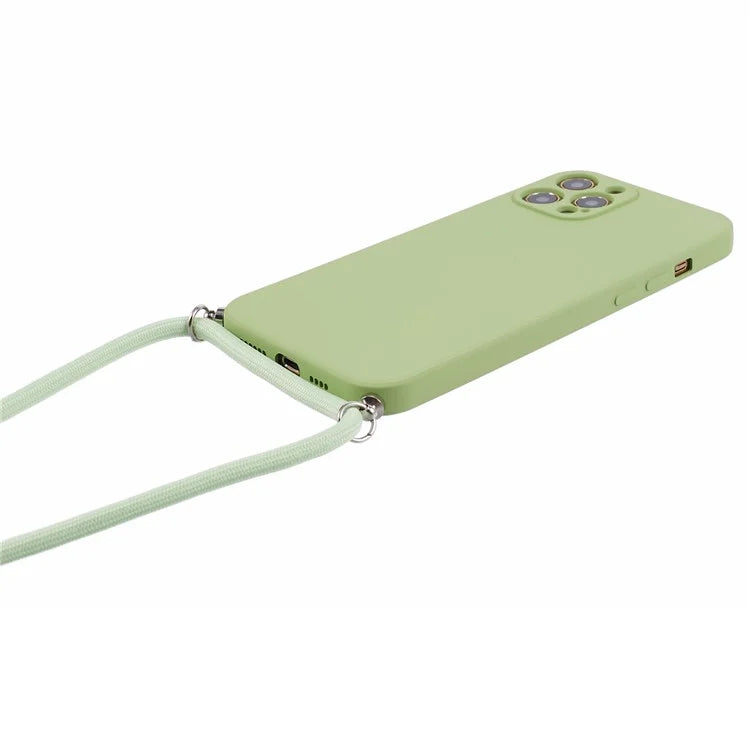For iPhone 12 Pro Case Fiber Lining Soft TPU Phone Cover with Long Lanyard