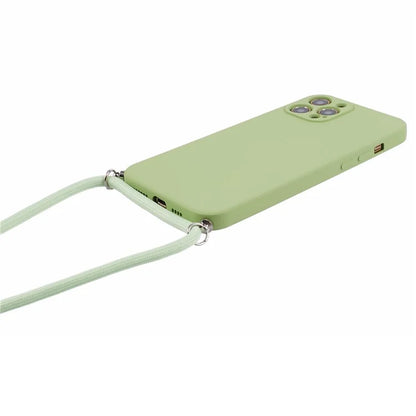 For iPhone 12 Pro Case Fiber Lining Soft TPU Phone Cover with Long Lanyard