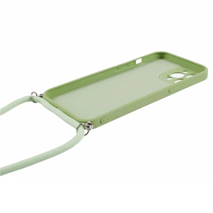 For iPhone 12 Pro Case Fiber Lining Soft TPU Phone Cover with Long Lanyard