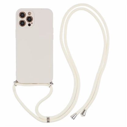 For iPhone 12 Pro Case Fiber Lining Soft TPU Phone Cover with Long Lanyard