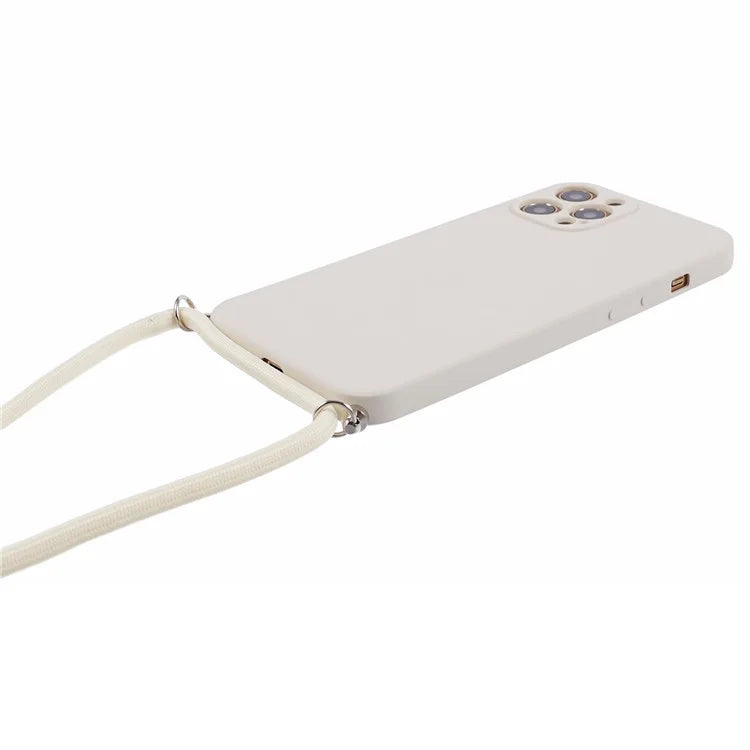 For iPhone 12 Pro Case Fiber Lining Soft TPU Phone Cover with Long Lanyard