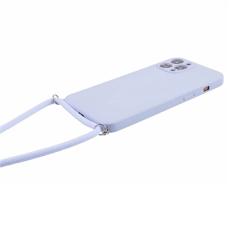 For iPhone 12 Pro Case Fiber Lining Soft TPU Phone Cover with Long Lanyard