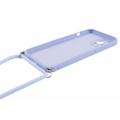 For iPhone 12 Pro Case Fiber Lining Soft TPU Phone Cover with Long Lanyard