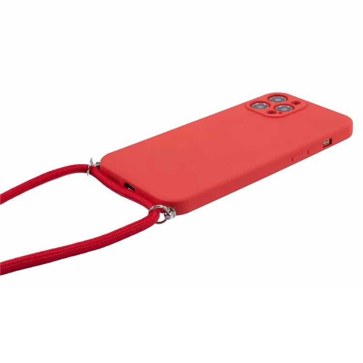 For iPhone 12 Pro Case Fiber Lining Soft TPU Phone Cover with Long Lanyard