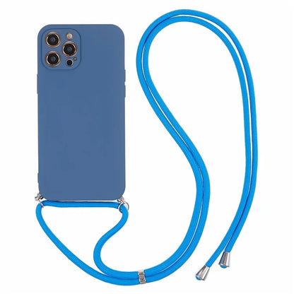 For iPhone 12 Pro Case Fiber Lining Soft TPU Phone Cover with Long Lanyard