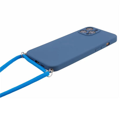 For iPhone 12 Pro Case Fiber Lining Soft TPU Phone Cover with Long Lanyard