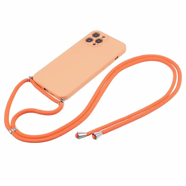 For iPhone 12 Pro Case Fiber Lining Soft TPU Phone Cover with Long Lanyard