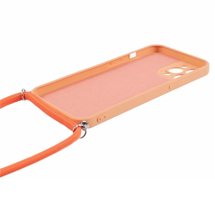 For iPhone 12 Pro Case Fiber Lining Soft TPU Phone Cover with Long Lanyard