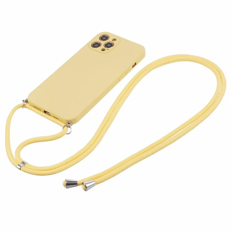 For iPhone 12 Pro Case Fiber Lining Soft TPU Phone Cover with Long Lanyard