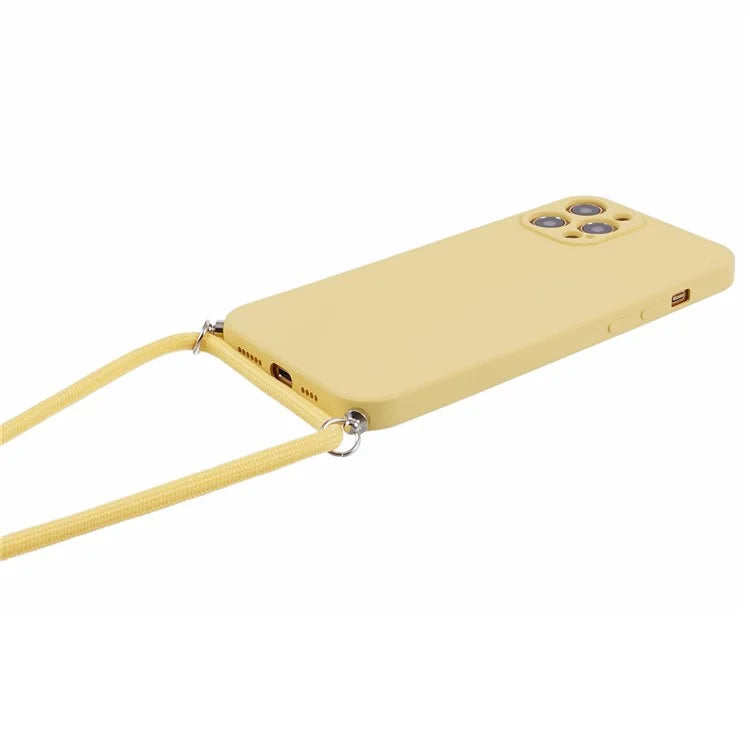 For iPhone 12 Pro Case Fiber Lining Soft TPU Phone Cover with Long Lanyard