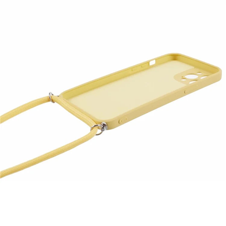 For iPhone 12 Pro Case Fiber Lining Soft TPU Phone Cover with Long Lanyard