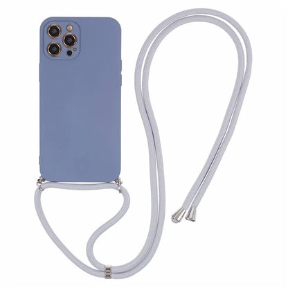 For iPhone 12 Pro Case Fiber Lining Soft TPU Phone Cover with Long Lanyard