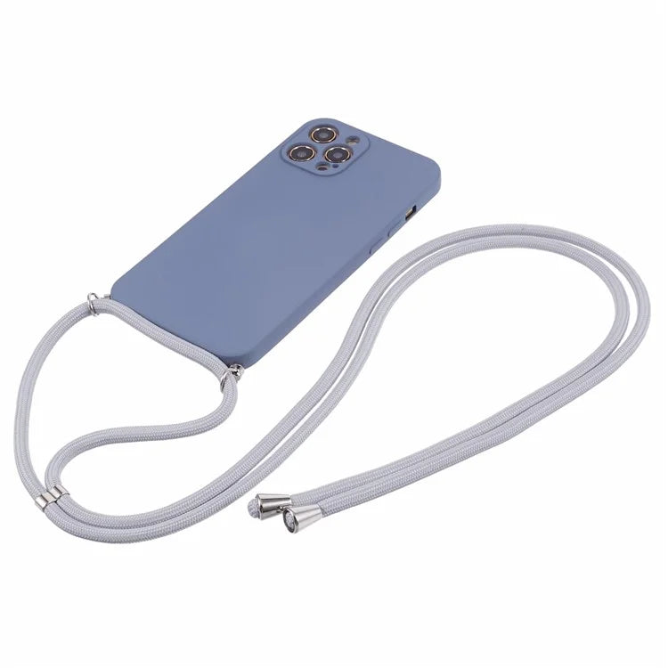 For iPhone 12 Pro Case Fiber Lining Soft TPU Phone Cover with Long Lanyard