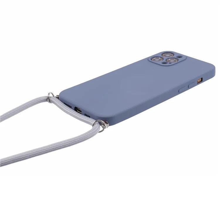 For iPhone 12 Pro Case Fiber Lining Soft TPU Phone Cover with Long Lanyard
