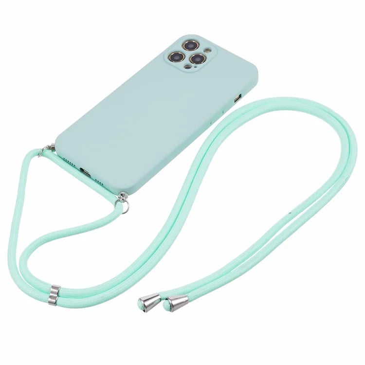 For iPhone 12 Pro Case Fiber Lining Soft TPU Phone Cover with Long Lanyard