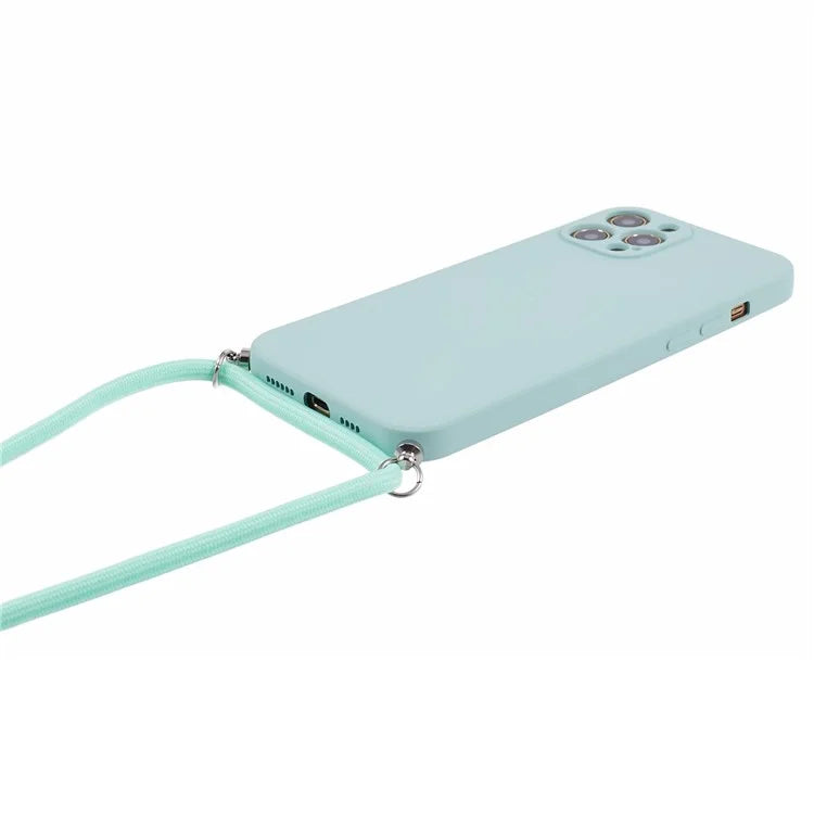 For iPhone 12 Pro Case Fiber Lining Soft TPU Phone Cover with Long Lanyard