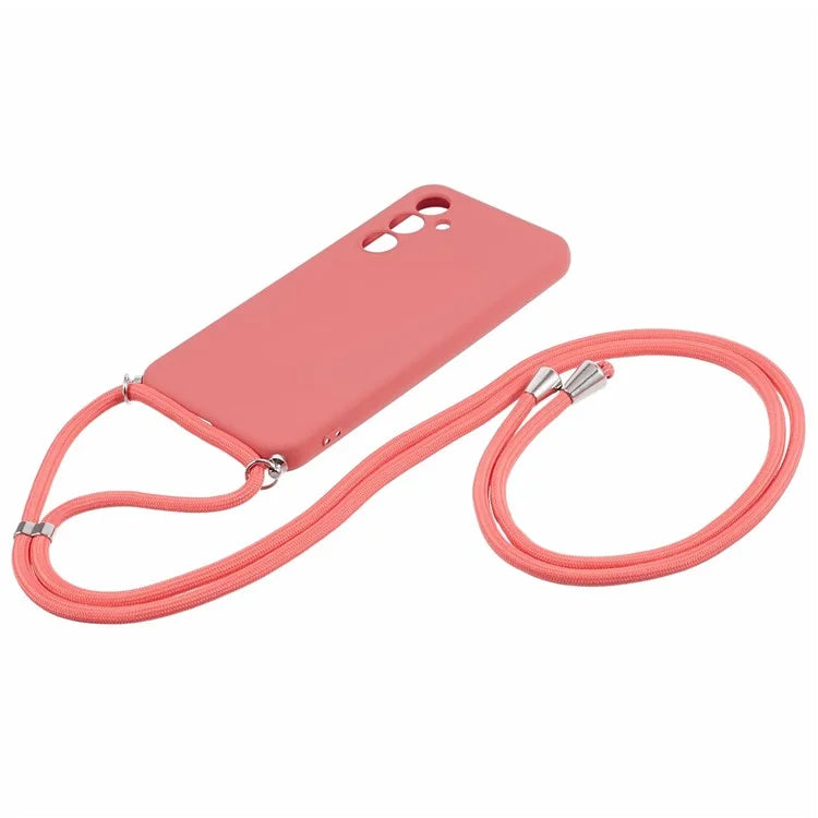 For Samsung Galaxy A24 4G (162.1 x 77.6 x 8.3mm) Case Rubberized TPU Phone Cover with Long Lanyard