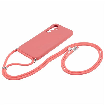 For Samsung Galaxy A24 4G (162.1 x 77.6 x 8.3mm) Case Rubberized TPU Phone Cover with Long Lanyard
