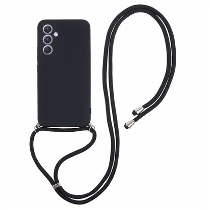For Samsung Galaxy A24 4G (162.1 x 77.6 x 8.3mm) Case Rubberized TPU Phone Cover with Long Lanyard