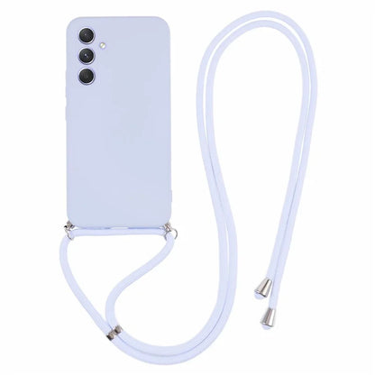 For Samsung Galaxy A24 4G (162.1 x 77.6 x 8.3mm) Case Rubberized TPU Phone Cover with Long Lanyard