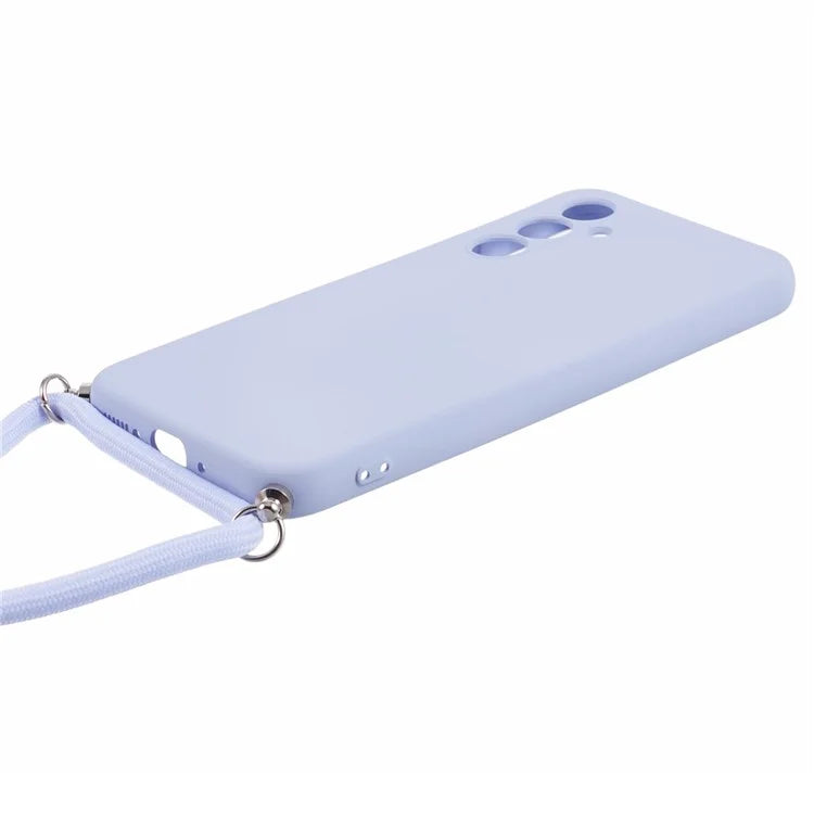 For Samsung Galaxy A24 4G (162.1 x 77.6 x 8.3mm) Case Rubberized TPU Phone Cover with Long Lanyard