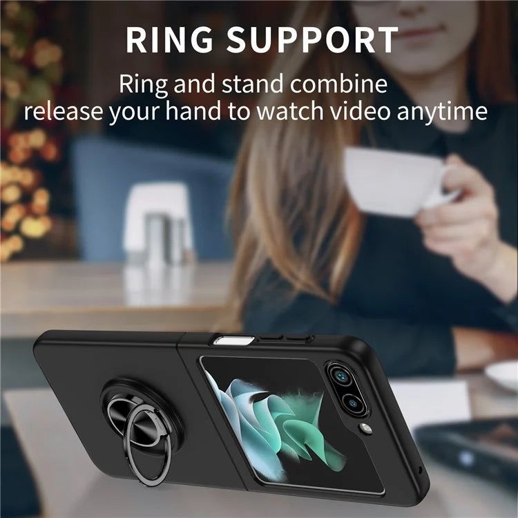 For Samsung Galaxy Z Flip5 5G Hard PC Phone Case Ring Kickstand Cover Support Magnetic Car Mount