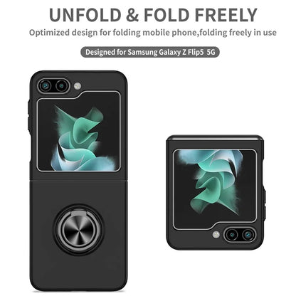 For Samsung Galaxy Z Flip5 5G Hard PC Phone Case Ring Kickstand Cover Support Magnetic Car Mount